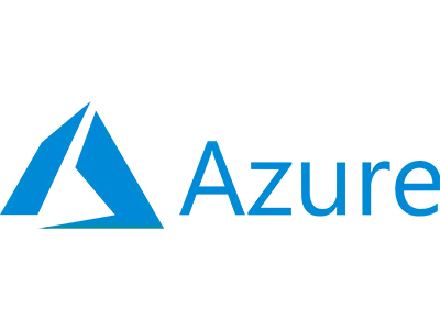 Logo bleu et blanc avec le mot "Azure" en lettres majuscules, sur fond transparent.