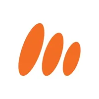 Logo orange composé de trois formes ovales disposées en diagonale ascendante sur un fond blanc.